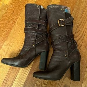 Vintage Chloe brown leather heeled boots with buckles size 37